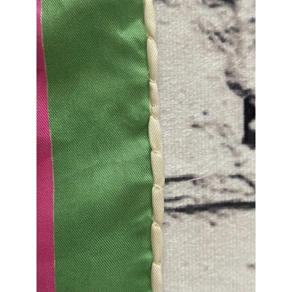 Burmel Vintage 1960's Pink Green Stripe Hand Rolled All Silk Scarf 13x68 Italy - Picture 16 of 16